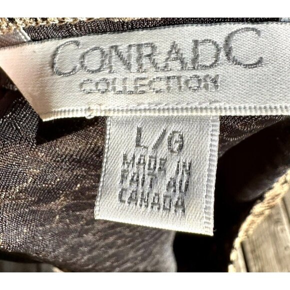 VTG CONRAD C Leopard Print Popover Top Size Lg Black Tan Mob Wife Career Mature - Picture 3 of 4